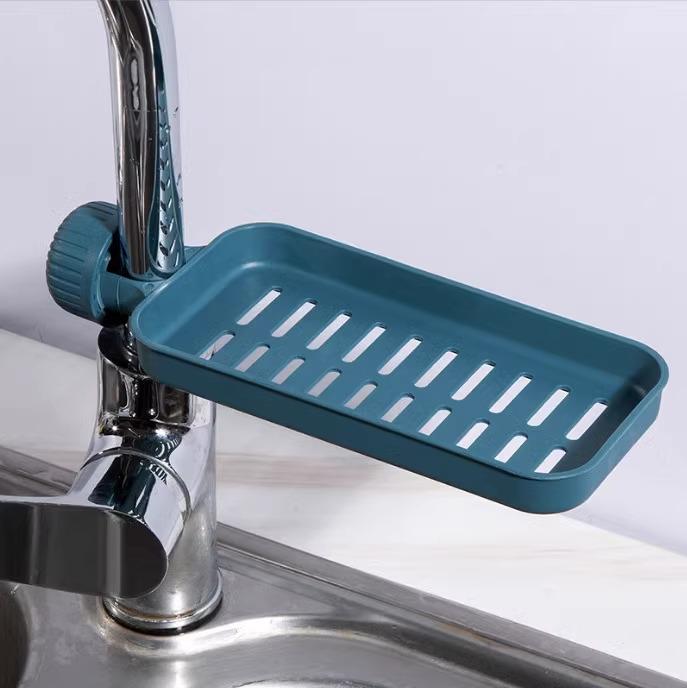 

Stainless Steel Kitchen Faucet Organizer: Sink Rack for Vegetables, Sponge, Brush, and Dishcloth Storage.