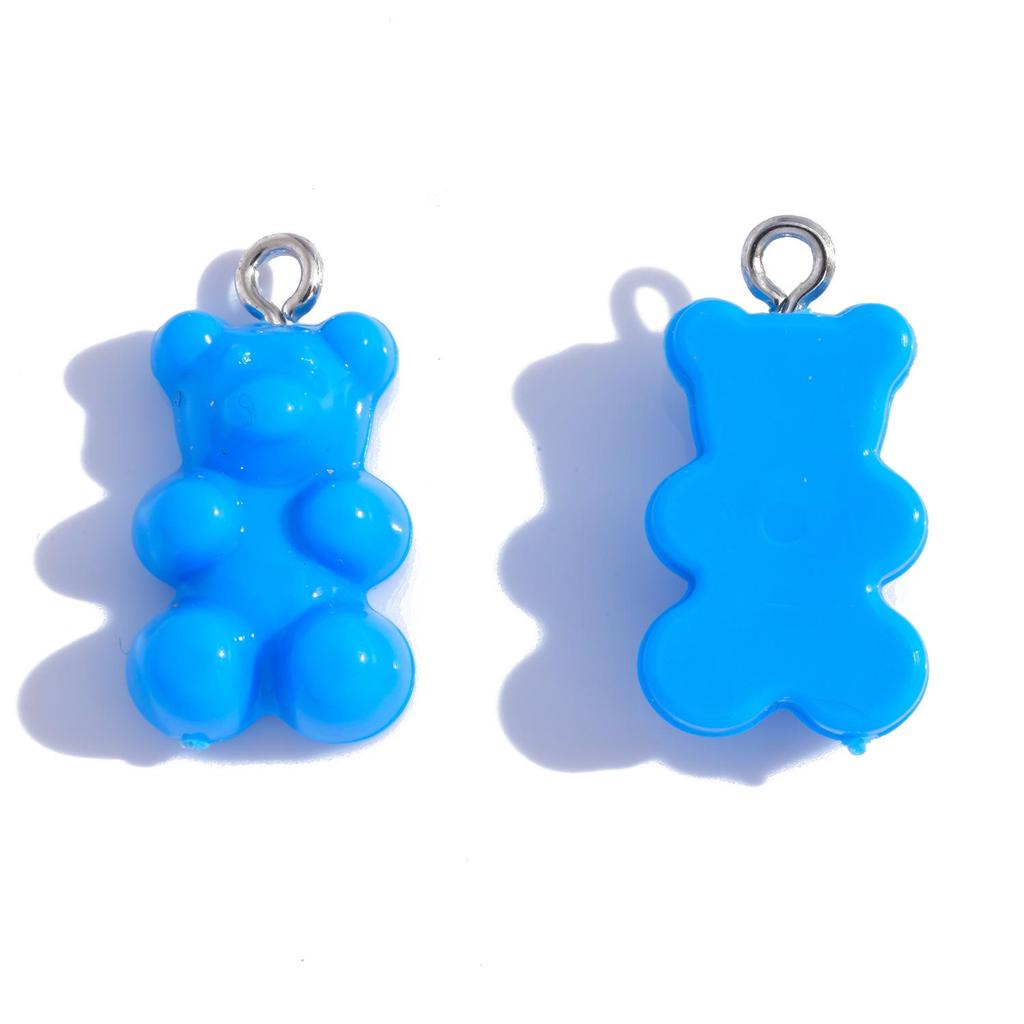 Colorful Transparent Bear Resin Pendant for DIY Jewelry and Keychains