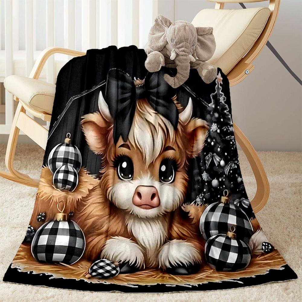 Highland Cow Selfie Flannel Blanket,Lightweight,Office Blanket,Sofa Blanket,Comfortable Blanket