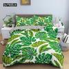 Tropical Plant Bed Linen Collection Green Leaves Quilt Cover with Zipper Closure Comforter Cover Queen Size King Dimension Full Polyester Fabric Quilt