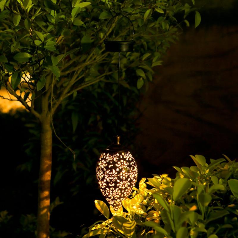 Outdoor Water Drop Shaped Solar Projection Light Waterproof Hollowed-Out For Garden Patio Stair Fence Street Landscape Balcony