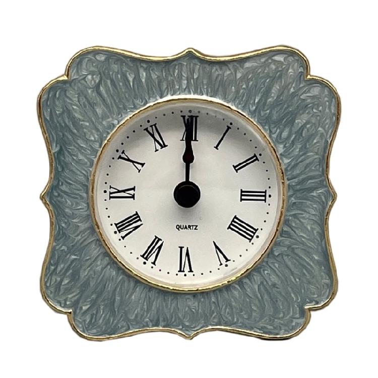 Small Table Clock with Enamel Color Metal Clocks Quiet Timekeeping for Collectors Mantel Clock Home Decoration