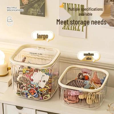 Large Capacity Jewelry Box: Transparent Storage for Hair Accessories, Necklaces, and Headwear with Lid