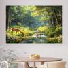 Tapiz de Fondo de Ciervo en Bosque Encantado 2D - Paisaje Natural con Ciervos Sika para Decoración Estética de Habitación