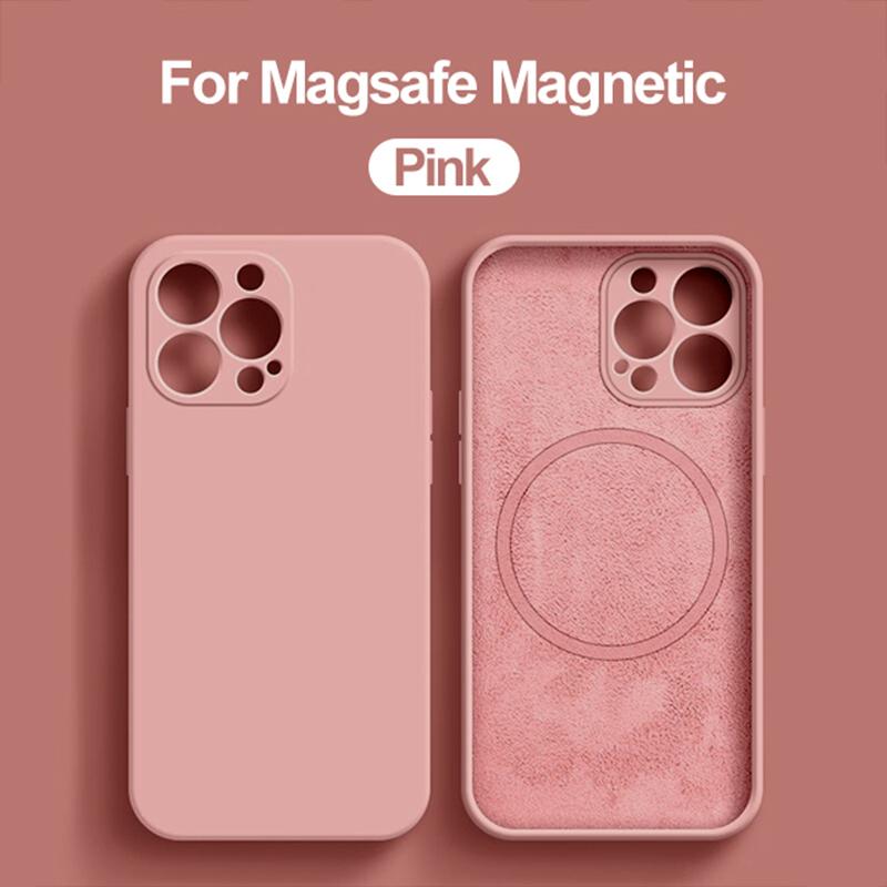 Pour étui magnétique Magsafe Pour 16 15 14 13 12 11 Pro Max 16 Plus Silicone Liquide Charge sans fil Housse Accessoires pour téléphone