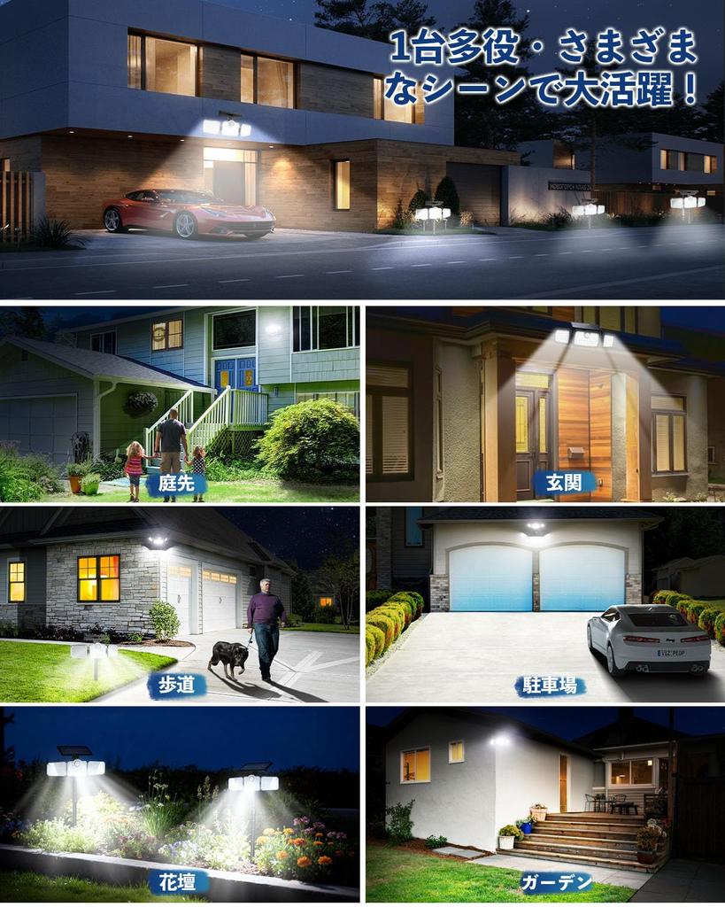 Gleazon Solar Light, Outdoor Sensor Light [Convenient 2-Way Installation: Wall-Mounted or Recessed] Garden Light, Ultra-Bright 321 LEDs, 3000lm,