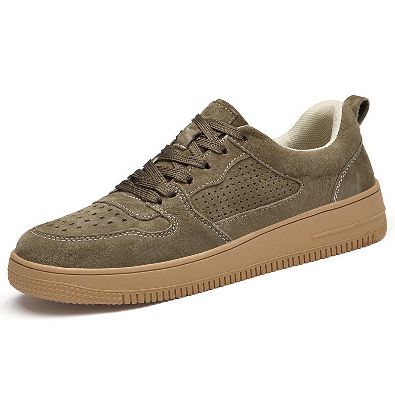 Men s Spring Suede Low-Top Breathable Casual Retro Sneakers - Large Sizes Available 40 хаки