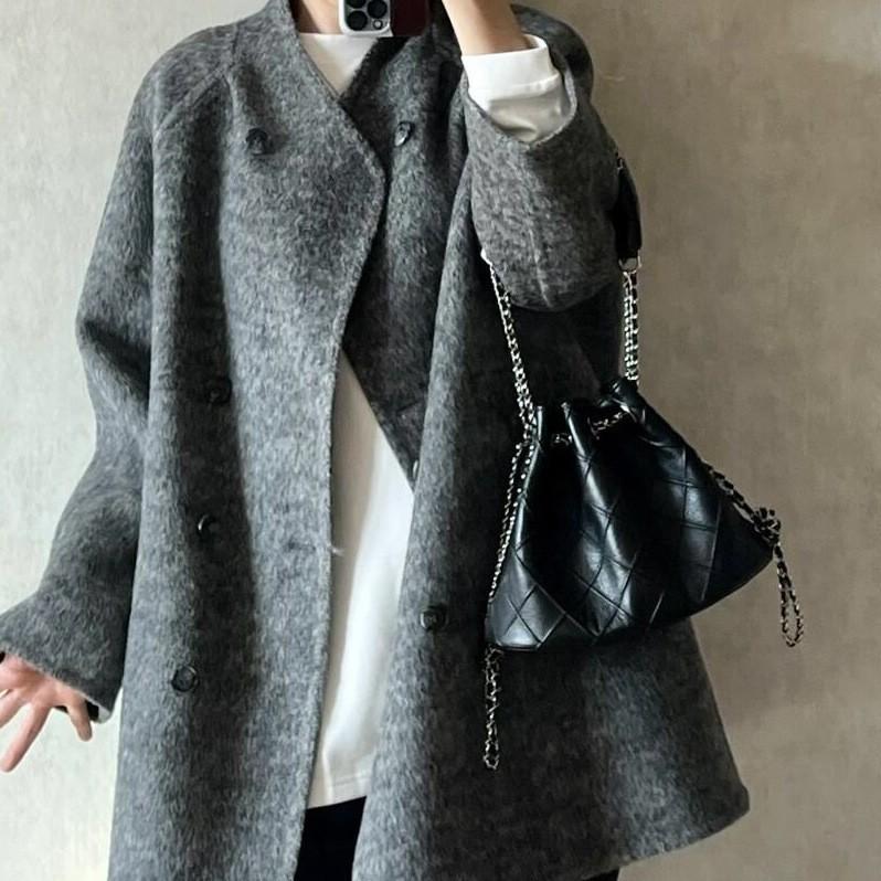 Mittelalterliche Beuteltasche, hochwertige Lammleder-Einschulter-Umhängetasche, echte Leder-Rauten-Drehketten-Tasche für Damen