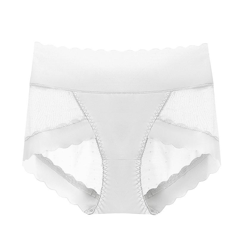 High Waisted Lace Women's Underwear with Ice Silk Knickers Breathable Seamless Sexy Cinched Lifted Buttocks Shorts Summer Thin Version Panties