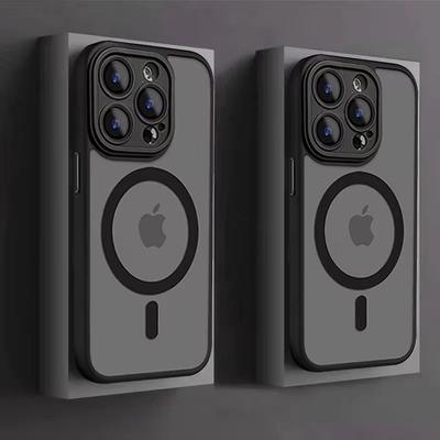 Durchsichtige Originalhülle für iPhone 17 16 15 14 13 11 12 Pro Max Magsafe Magnetisches Kabelloses Laden Linsenschutz Mattes Cover
