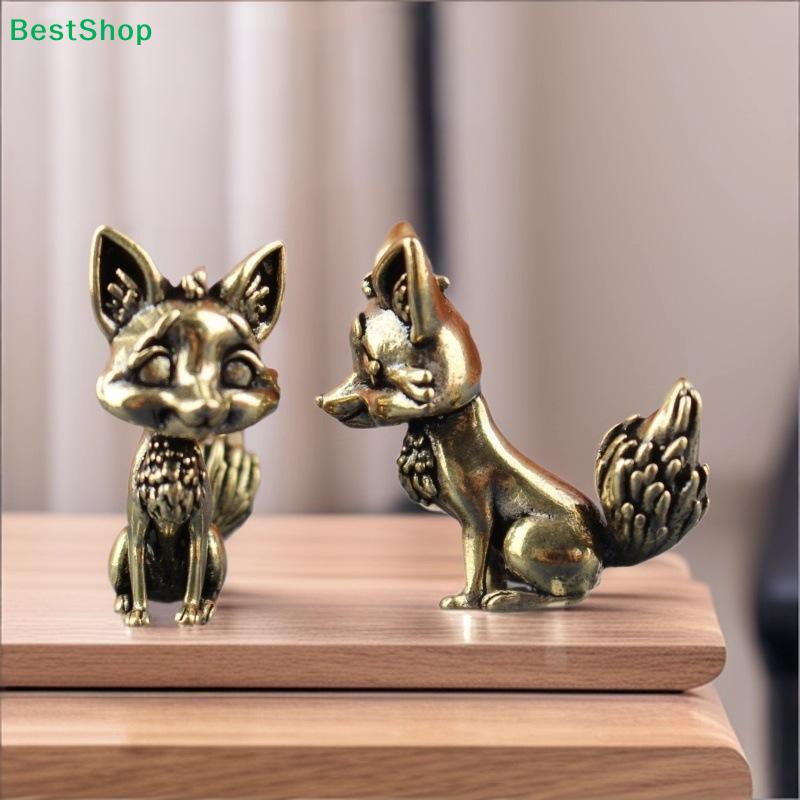Vintage Brass Fox Figurines | Cute Animal Statues for Home Desk Decoration