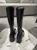 Leather Thick Heel Thin Small Tall Knight Boots Women's High Heels Increase But Knee Boots Children