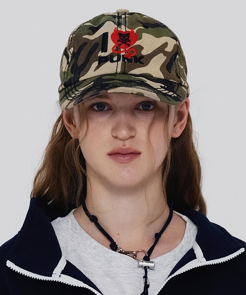 KEEMHII Camo Washed Devil Ball Cap - [Khaki]