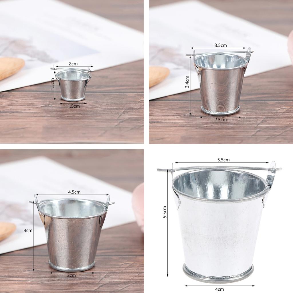 4Pcs Dollhouse Mini Iron Bucket Miniature Model Mini Dollhouse Decorations Ornaments Children Beach Small Bucket Toy