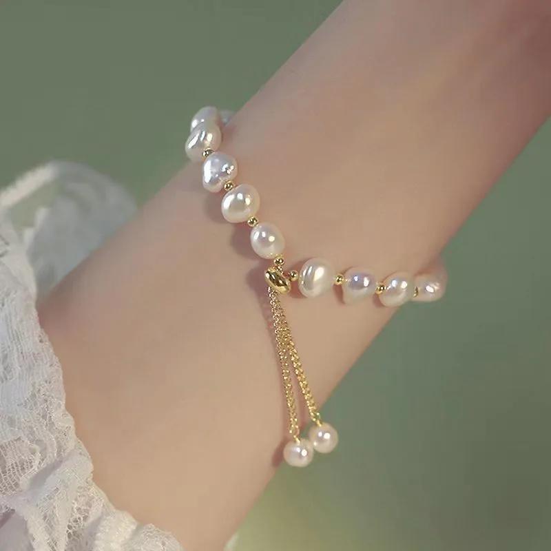 Elegant Cat Claw Pearl Bracelet for Women Zircon Splice Flower Minimalism Bilayer Temperament Accessories Fashion Jewelry Gift