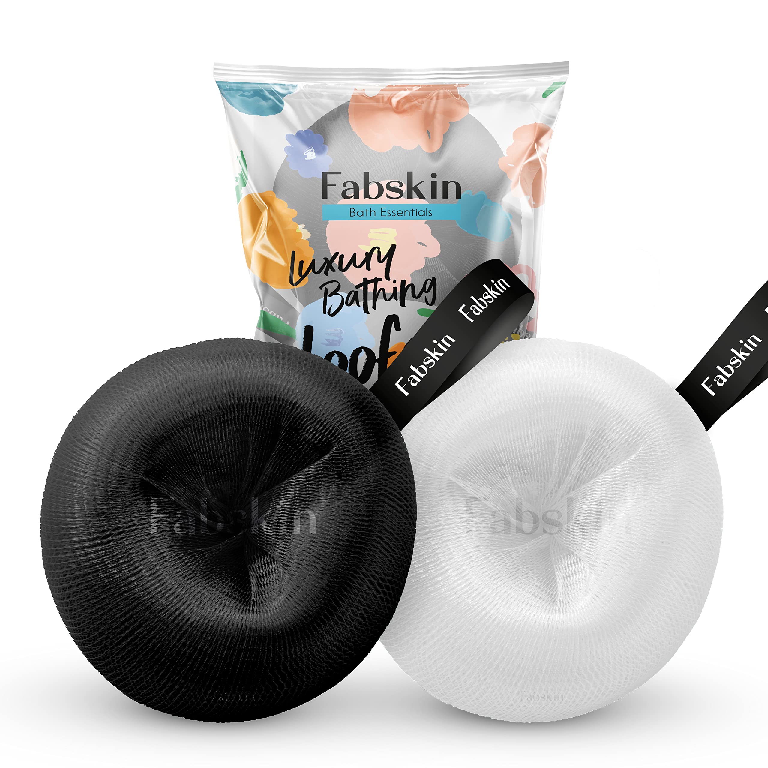 FABSKIN Donuts Loofah for Bathing | Bath Shower Loofah Sponge Scrubber Exfoliator for Women and Men | Bathing Sponge | Body Wash Scrub | Bath Scrub