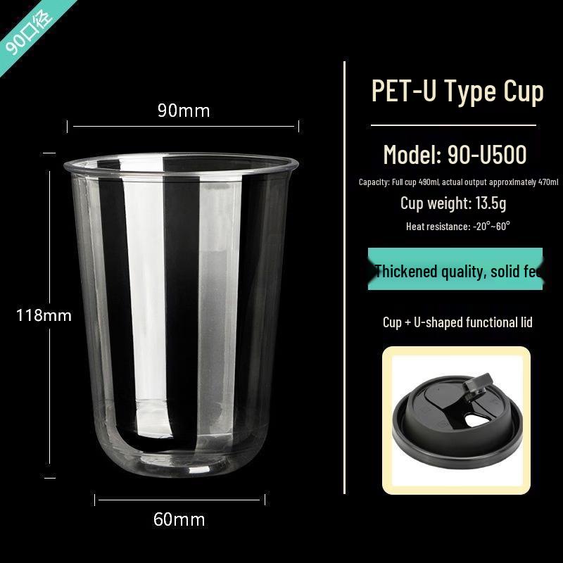 Disposable U-Shaped Drink Cups with Lids (100-Pack)