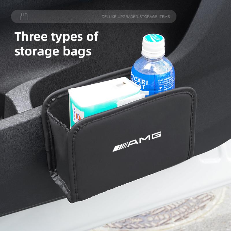 Car Leather Storage Bag Sundry Items Velcro Storage Box Accessories Car Decal For Mercedes Benz AMG W214 W205 W204 W206 W213 W21