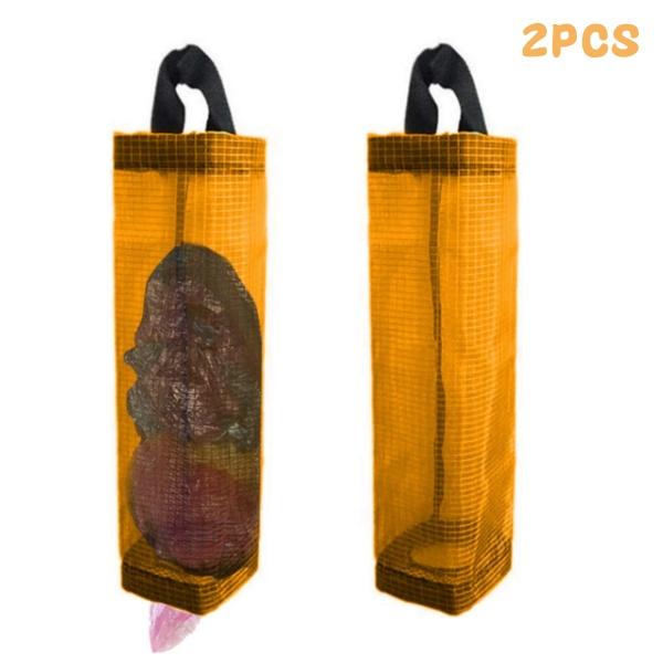 5Pcs Kitchen Plastic Bag Holder Garbage Bag Hanging Storage Dispenser Mesh Grocery Bags Organizer Household Trash Bag Collector