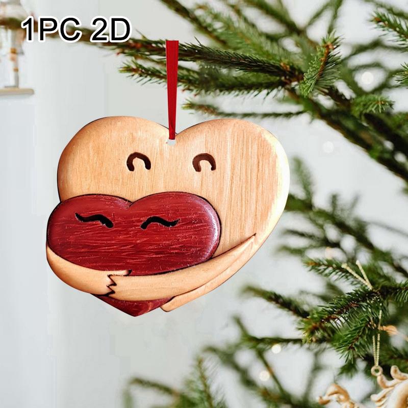1/4 Pcs Valentine's Day Love Pendant Acrylic 2D Heart-shaped Hanging Decoration Backpack Car Romantic Decor Love Crafts Gift