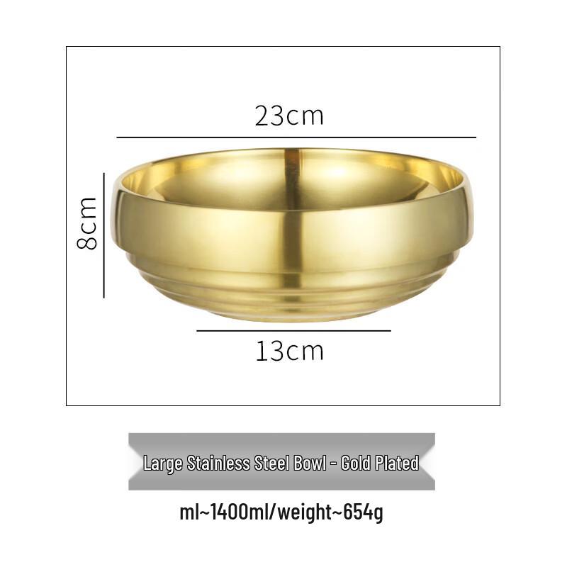 ZISIZ Gold Stainless Steel Large Soup Bowl