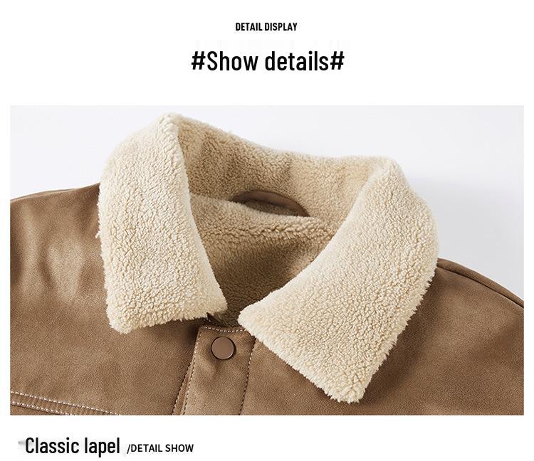 Men's Winter Lambswool Suede Jacket - Velvet Thickened Cotton, Youth Style