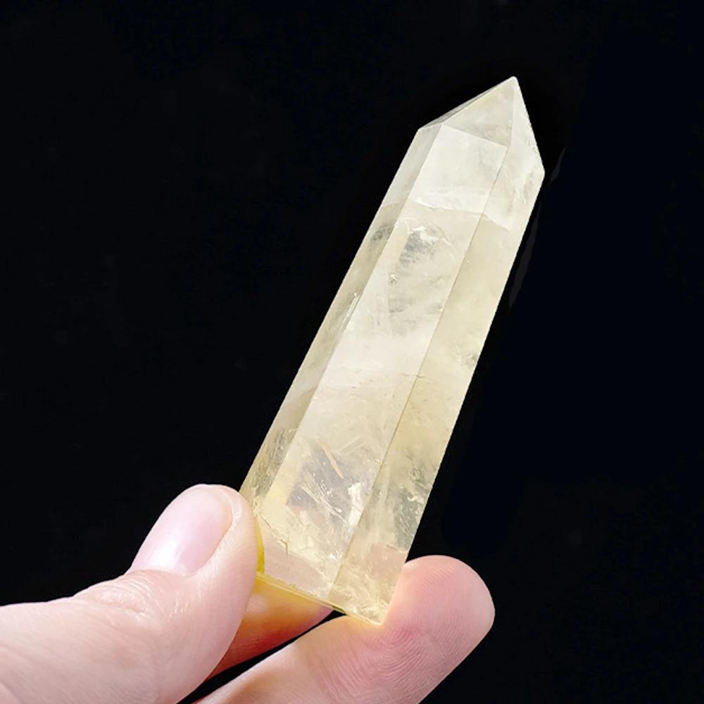 1 Stuks Natuurlijke Citrien Zuil Gele Kristal Reiki Genezing Zeshoekig Prisma Obelisk Punt Staaf Steen Ambachten Huisdecoratie 4-8Cm Length 70-80mm