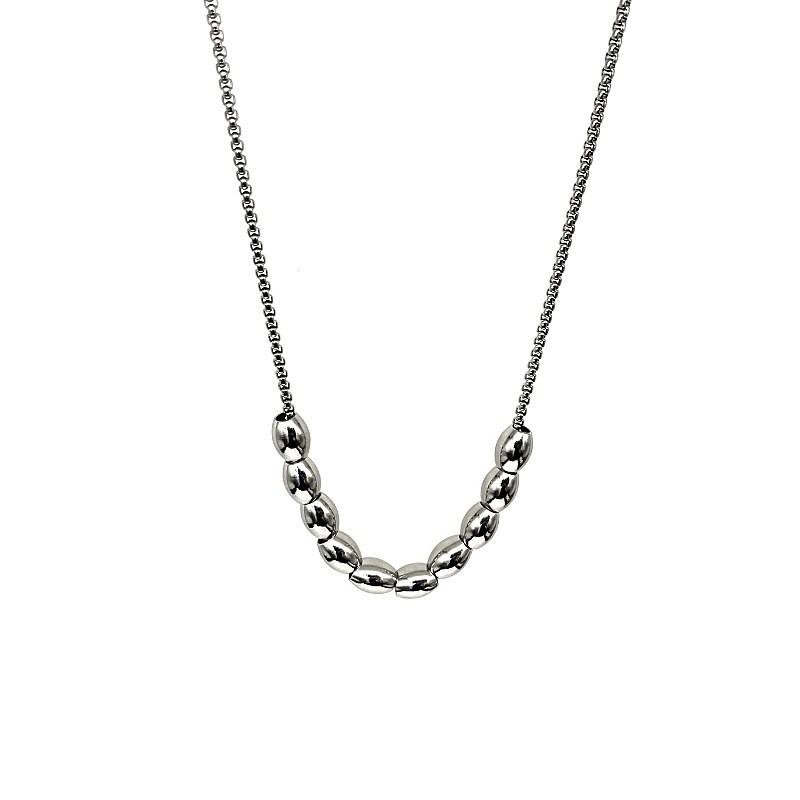 Geometric Stainless Steel Necklace For Men And Women Luxury Lockbone Jewelry With Elegant Oval Pendant