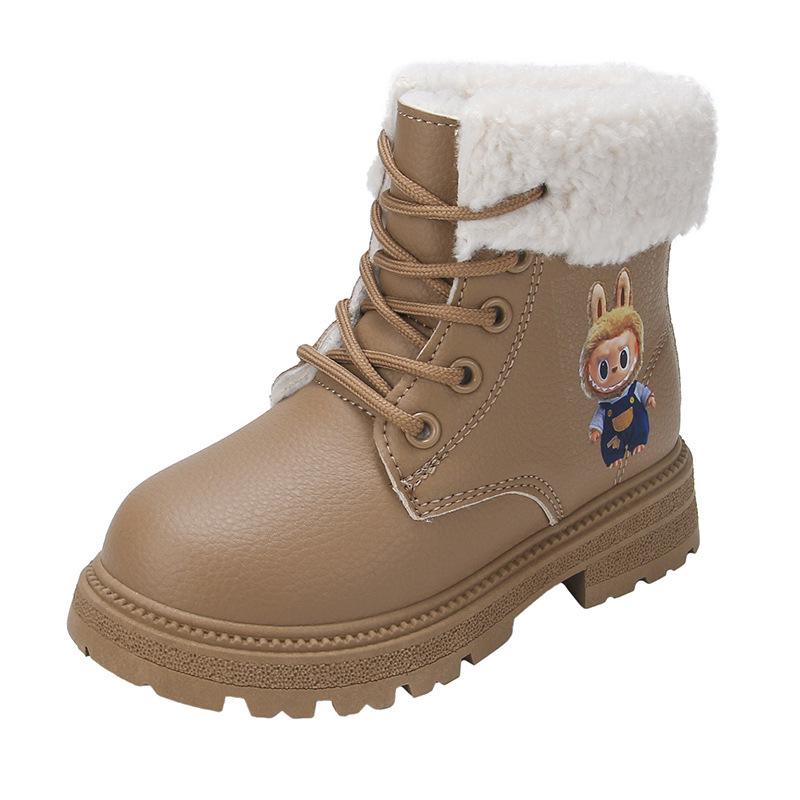 Versatile 2025 Autumn/Winter Cartoon Waterproof Leather Martin Boots for Toddlers - Boys & Girls