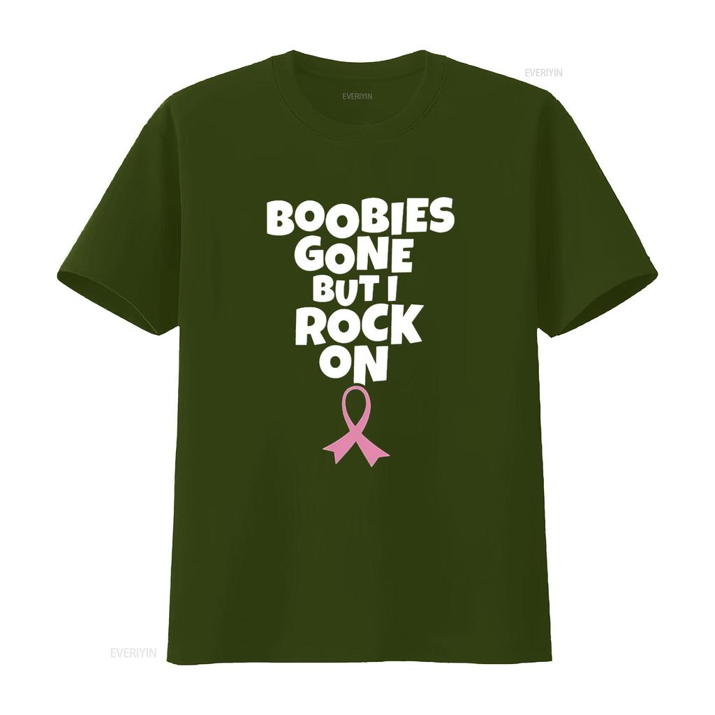 Womens Boobies Gone But I Rock On Funny Breast Cancer Mastectomy T Shirt Black vintage Washed Stylish streetwear Soft