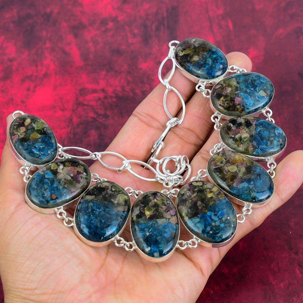 Copper Watermelon Tourmaline Handmade Gemstone Necklace, 925 Solid Sterling Silver Necklace Antique Jewelry, For Thanksgiving