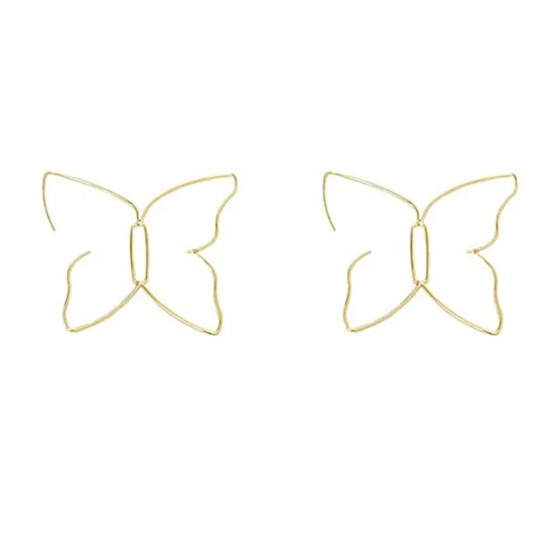 Personality Design Simple Geometric Hollow Butterfly Line Drop Dangle Earrings for Women Charm Exaggerate Stud Jewelry Accessory