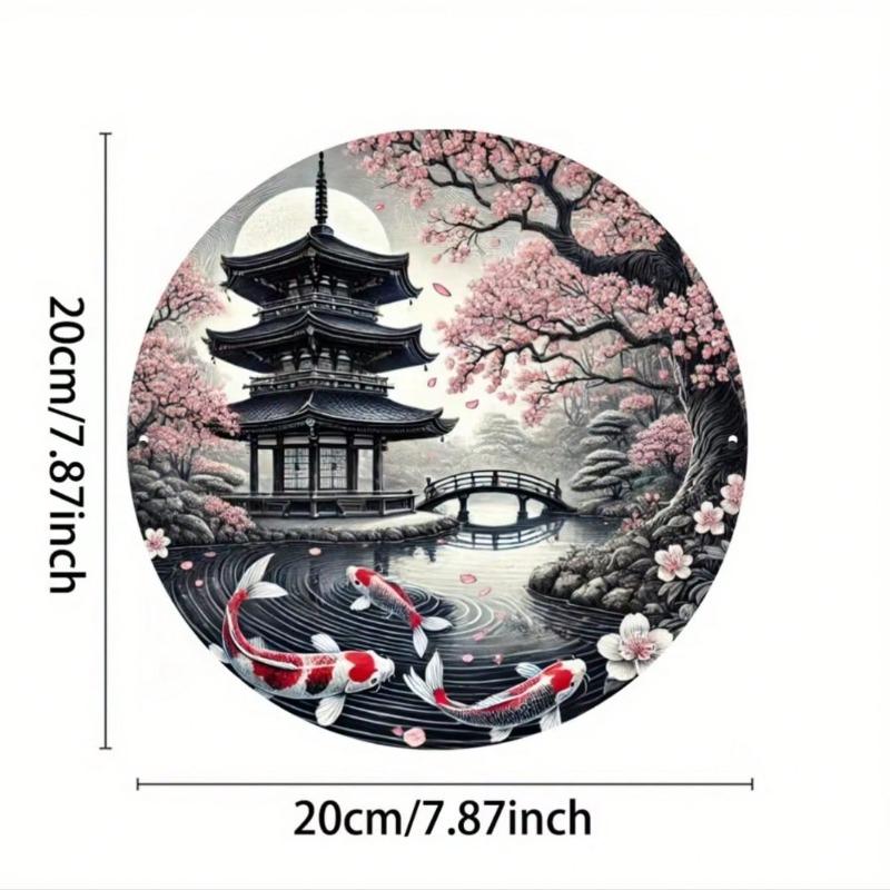 Koi Fish Metal Wall Art Rustic Wreath Decor Living Room Office