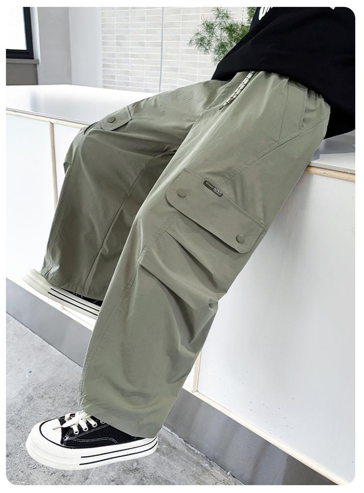 Boys' quick drying work pants 2026 new style, children's mid to large boys' straight leg wide leg casual pants, summer thin version