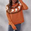 IHUASU Damen Herbst- und Winter Retro Polka Dot Langarm Strickpullover Locker