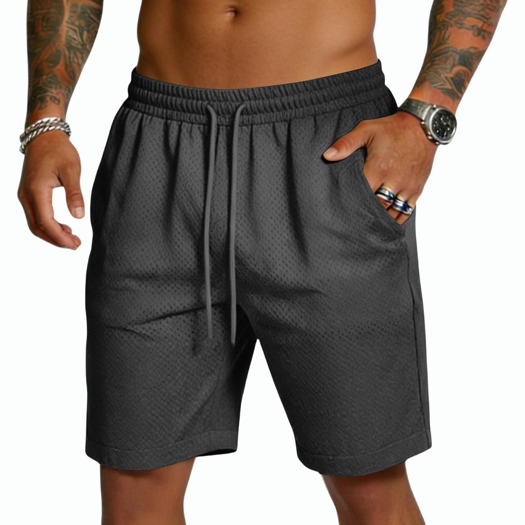 Men's Mesh Athletic Shorts with Elastic Waistband and Drawstring Adjustable Fit Breathable Sportswear for Training Running Gym