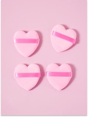 Lovely Heart Double-Sided Powder Puffs (4-Pack)