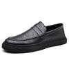 New Style Men's Casual Driving Soft Bottom Shoes Spring British Style Slip-On Lazy Person Comfortable Rubber Sole Leather Shoes