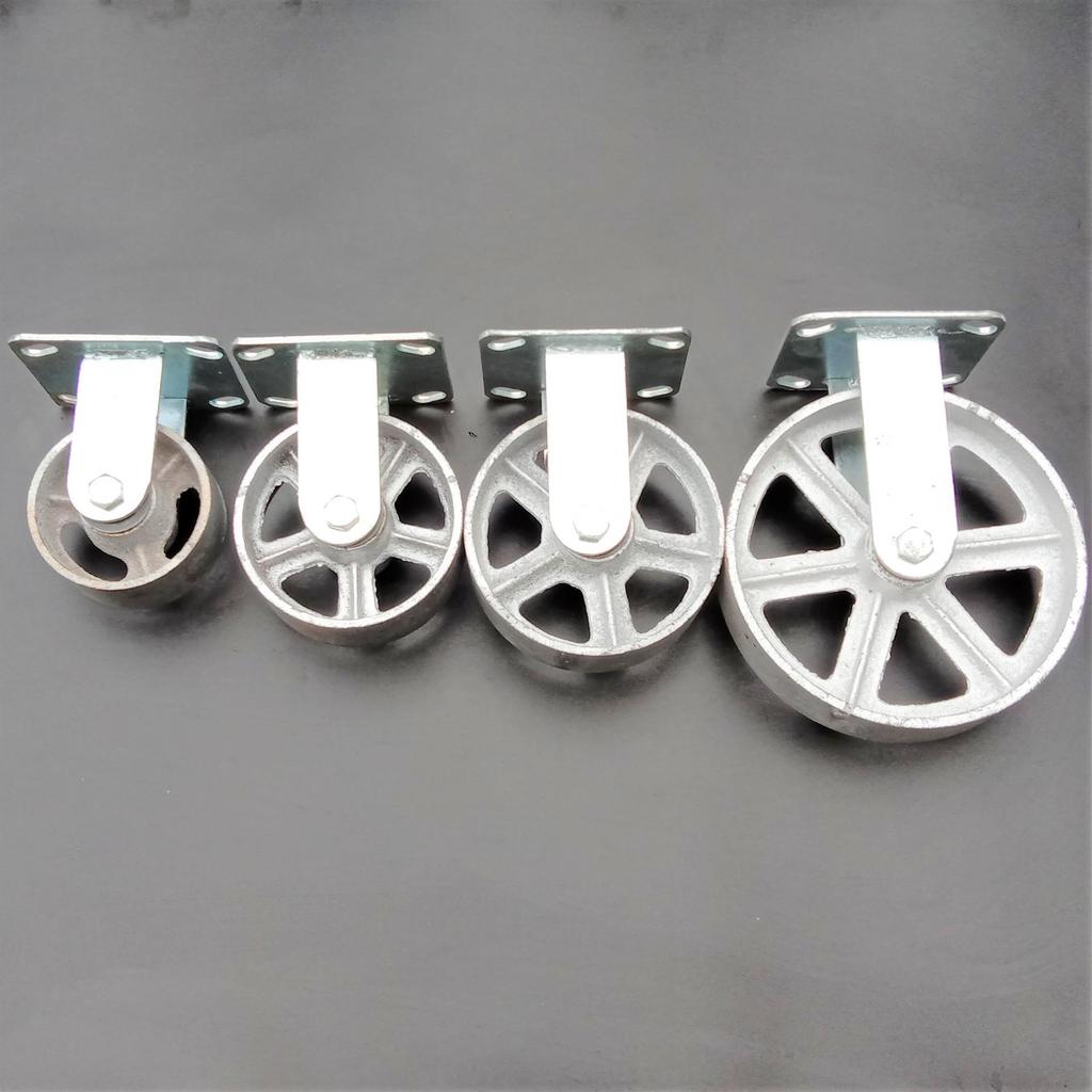 Heavy Duty Cast Iron Caster Wheel for Industrial Trolleys and Flat Cars.