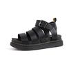 Fashion 2025 Large Summer New Thick Sole One Line Casual Roman Sandals Women's Cross Border Round Head Buckle Shoes