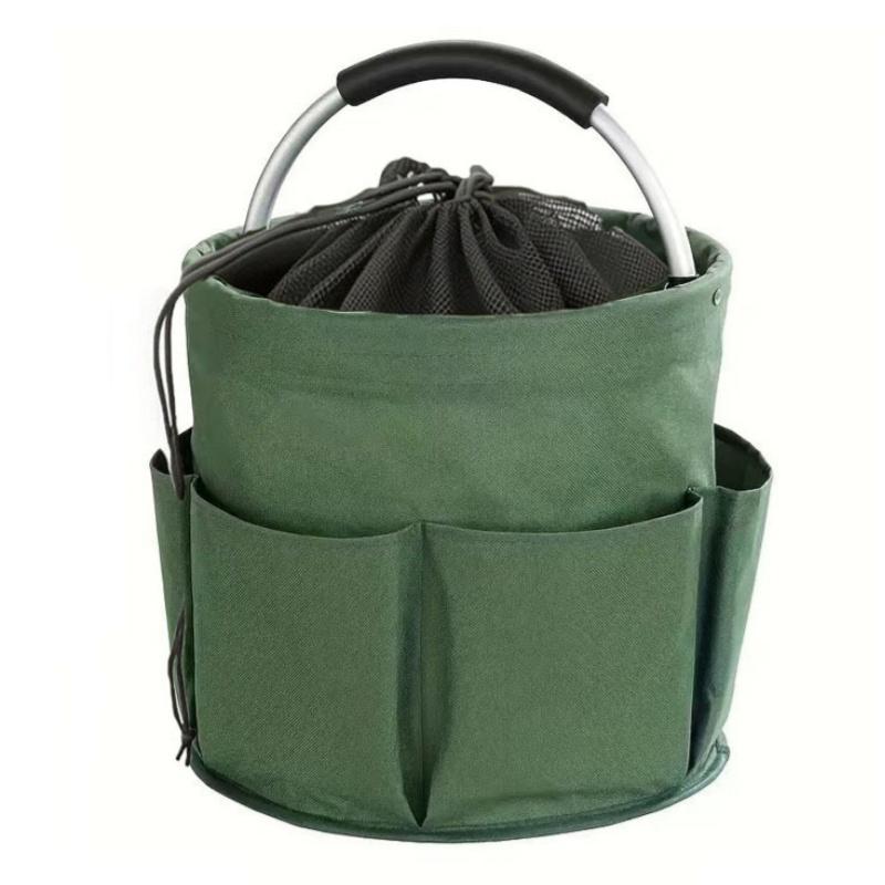 Multifunctional Outdoor Folding Basket with Drawstring Bag Portable Camping Picnic Beach Garden Basket