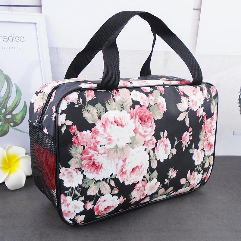 

Портативная дорожная сумка для ванной большой вместимости для туалетных принадлежностей и макияжа Black (with bottom mesh) чёрный