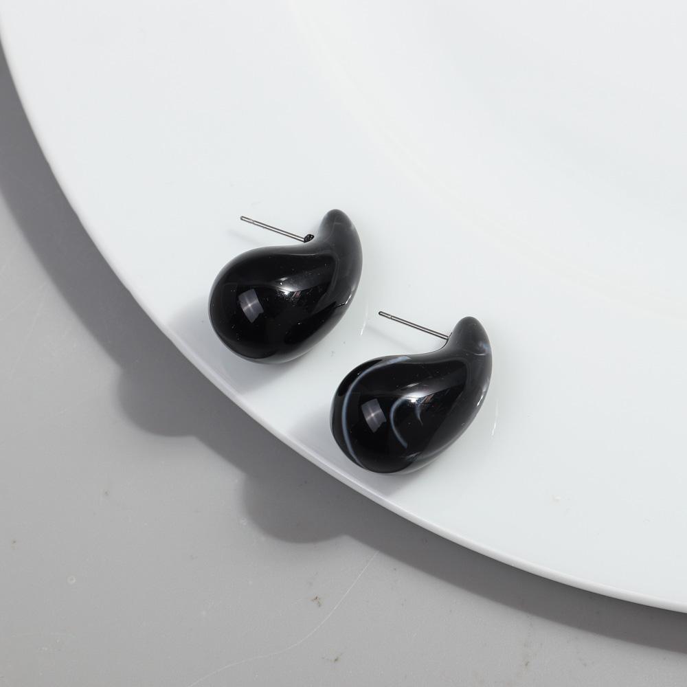 New AB Colorful Chunky Teardrop Earrings Dupes for Women Smooth Hollow Thick Water Drop Earring Hoops Trendy Jewelry Lightweight