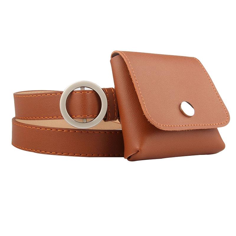 Fashionable New Personality, Hole-free Round Buckle Fine Belt Waist Bag, Women's Casual Key Coin Purse Belt, Waistband