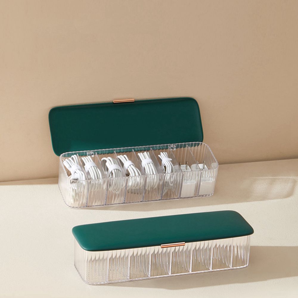 Partitioned Storage Plastic Power Wire Bin Data Line Organizer Cable Holder Charging Plug Case