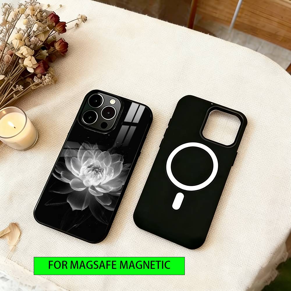 Dark flower Phone Case For iPhone17,16,15,14,13,12,11 Plus,Pro Magnetic For Magsafe Wireless Charging