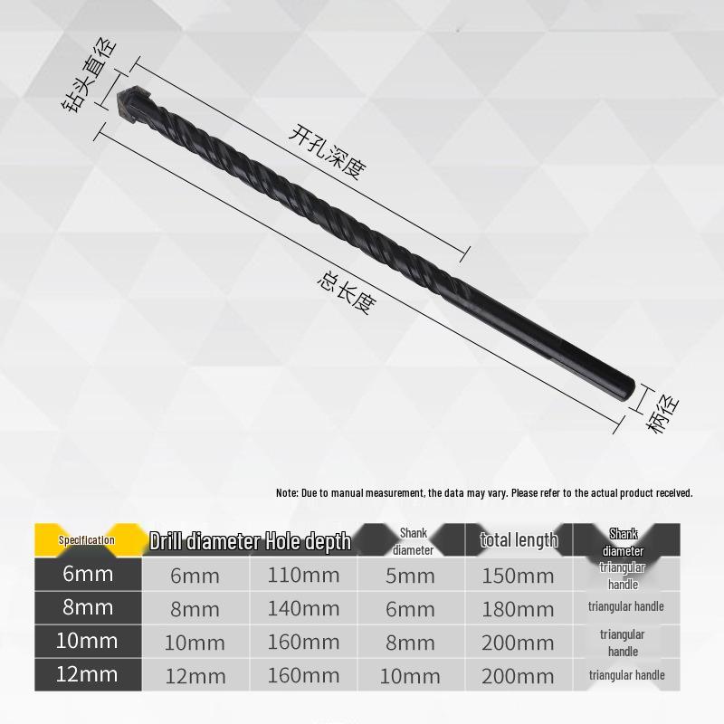 6mm Alloy Triangle Drill Bit Set for Tile, Concrete, Glass - Extended King Electric Hole Punch Opener