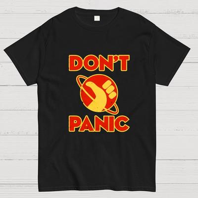 Galactic Hitchhiker Dont Panic Cotton Casual Cool Loose T-Shirt