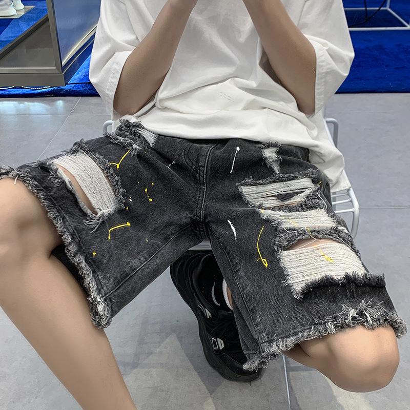 Men's Trendy Ripped Denim Shorts - Summer Casual High-End Five-Point Pants