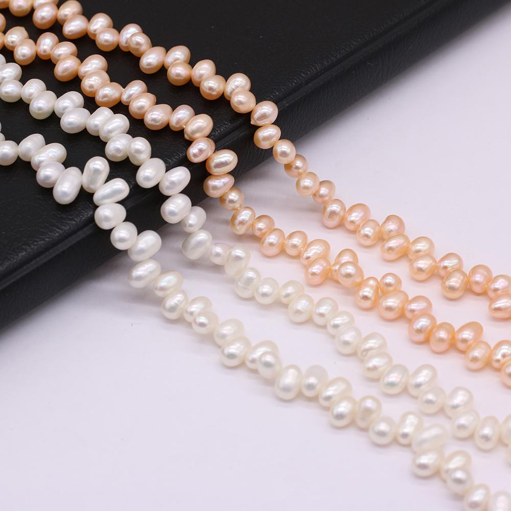 1String, Top Sided Drilled Hole Pearl 5-6mm, Fashion Women Natural Freshwater Pearl Beads for Jewelry Making DIY Crafts, Luxury Bulk Gifts 36cm